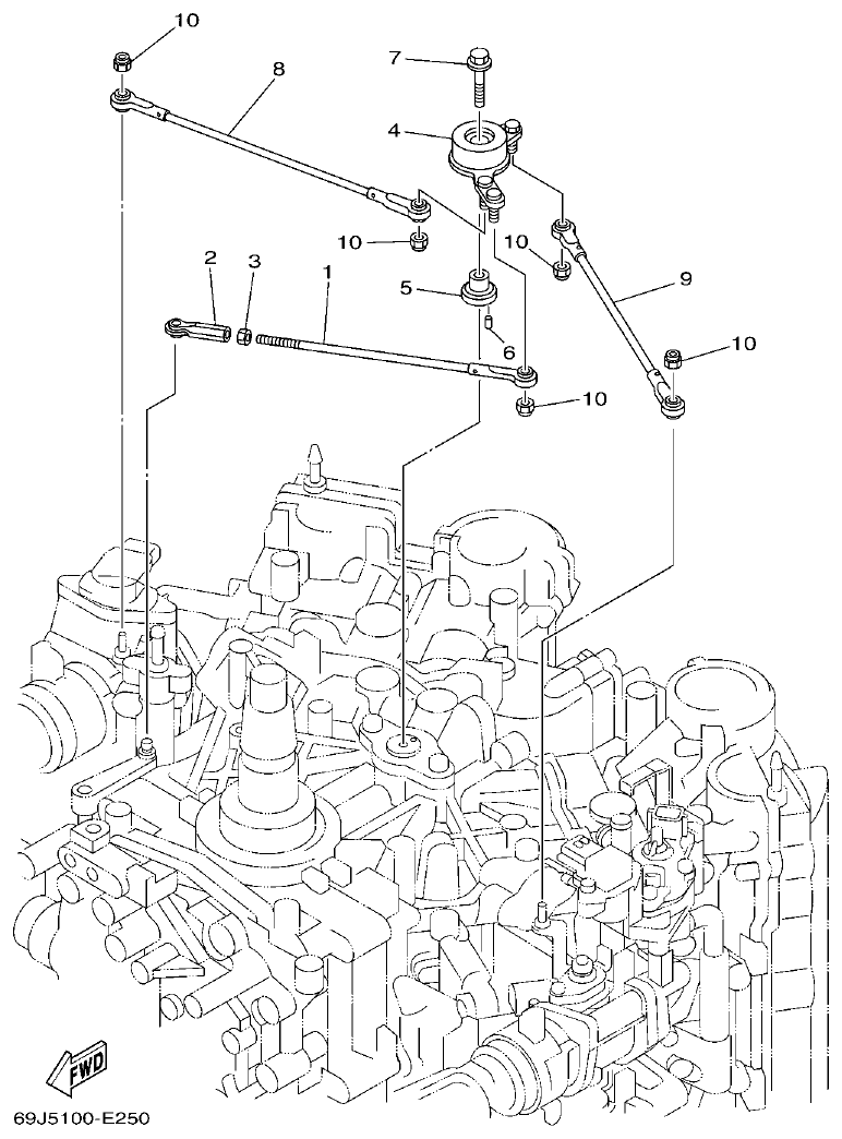 Yamaha F200BET, FL200BET CONTROL 3 parts diagram
